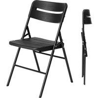 Novecrafto Heavy Duty Folding Chair - HDPE Plastic & Powder Top with Coated Steel Frame, Indoor & Outdoor Use in Black