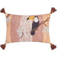 Evans Lichfield Treetop Toucan Embroidered Cushion in Brown | Size: 30 cm x 50 cm
