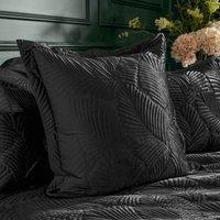 Paoletti Palmeria Velvet Embroidered Polyester Filled Cushion in Black | Size: 60 cm x 60 cm