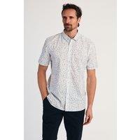 French Connection Men's Cotton Short Sleeve Floral Shirt in White | Size: XL