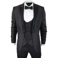 Infinity Leather Men's Tuxedo Blazer Waistcoat Brocade Satin Paisley Formal Dinner Jacket in True Black | Size: 40R