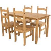 Core Products Corona Rectangular Dining Table & 4 Chair Set in Light Brown