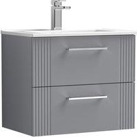 Balterley Wall Hung 2 Drawers Vanity Unit - Minimalist Basin 600mm, Satin Grey