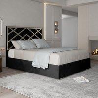 Casani Mayfair Upholstered Soft Velvet Metal Bed Frame in Black | Size: Super King