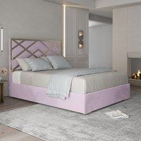 Casani Mayfair Upholstered Soft Velvet Metal Bed Frame in Pink | Size: Single