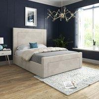 Casani Lucca Upholstered Soft Velvet Bed Frame in Cream | Size: Super King