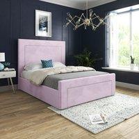 Casani Lucca Upholstered Soft Velvet Bed Frame in Pink | Size: Small Single