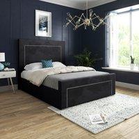 Casani Lucca Upholstered Soft Velvet Bed Frame in Black | Size: Single