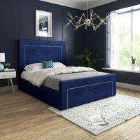 Casani Lucca Upholstered Soft Velvet Bed Frame in Blue | Size: Super King