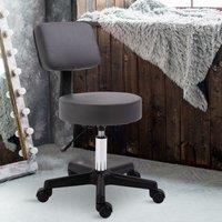 HOMCOM Beautician's Adjustable Swivel Salon Chair Padded Seat Back 5 Wheels in Grey