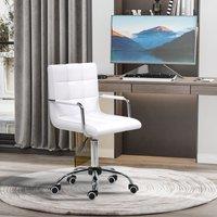 VINSETTO Mid Back PU Leather Home Office Chair Swivel Desk Chair with Arm, Wheel in White