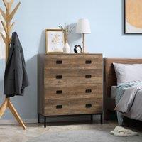 HOMCOM Chest of Drawers 4 Drawer Dresser Storage Cabinet Handles Bedroom in Brown