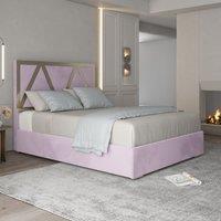 Casani Alison Upholstered Soft Velvet Metal Bed Frame in Pink | Size: Super King