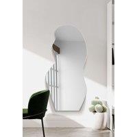 MirrorOutlet The Lacuna - Frameless Pond Leaner / Wall Mirror 47" X 20" (120CM X 50CM) in Silver | Size: 1 Pack