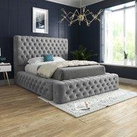 Casani Grand Milan Pleated Upholstery Bed Frame in Grey | Size: Small Double