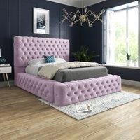 Casani Grand Milan Pleated Upholstery Bed Frame in Pink | Size: Double