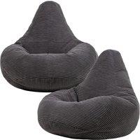 icon Dalton Cord Adult Bean Bag Chair, Set of 2 in Charcoal