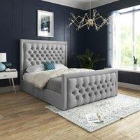 Casani Rovigo Upholstered Soft Velvet Bed Frame in Grey | Size: Super King