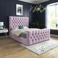 Casani Novara Upholstered Soft Velvet Bed Frame in Pink | Size: Super King