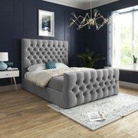 Casani Novara Upholstered Soft Velvet Bed Frame in Grey | Size: Super King