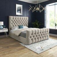 Casani Novara Upholstered Soft Velvet Bed Frame in Cream | Size: Super King
