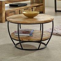 IH Design Bratton Mango Wooden & Metal Coffee Table With Shelf in Brown