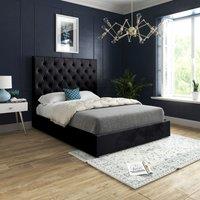 Casani Alma Upholstered Soft Velvet Bed Frame in Black | Size: King