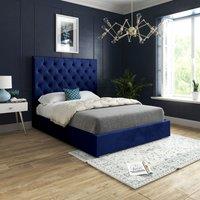 Casani Alma Upholstered Soft Velvet Bed Frame in Blue | Size: Single