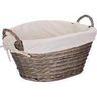 Red Hamper Wicker Small Wash Basket with White Lining in Grey