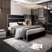 Casani Bentley Upholstered Soft Velvet Metal Bed Frame in Black | Size: Double