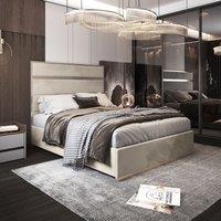 Casani Bentley Upholstered Soft Velvet Metal Bed Frame in Cream | Size: Small Double