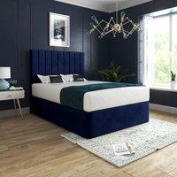 Casani Marcelo Upholstered Soft Velvet Bed Frame in Blue | Size: Super King