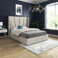 Casani Bellini Wide Curved Winged Upholstered Soft Velvet Bed Frame in Cream | Size: Super King