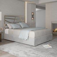 Casani Arabella Upholstered Soft Velvet Metal Bed Frame in Grey | Size: Double