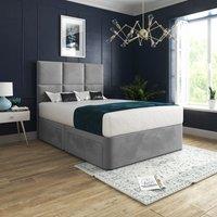 Casani Caprio Upholserted Floorstanding Headboard With Divan Bed Frame in Grey | Size: Small Single