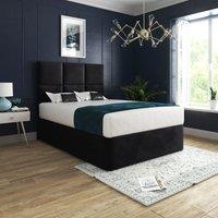 Casani Caprio Upholserted Floorstanding Headboard With Divan Bed Frame in Black | Size: Super King