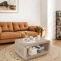 IH Design Paloma Carved Mango Wood Coffee Table in Brown