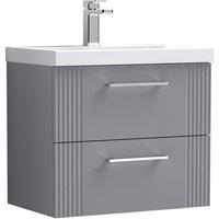 Balterley Wall Hung 2 Drawers Vanity Unit - Thin-Edge Basin 600mm, Satin Grey