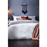 The Linen Yard Ghost Tufted Halloween 100% Cotton Duvet Cover Set in White | Size: Super King