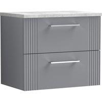 Balterley 2 Drawer Wall Hung Vanity Unit Grey Laminate Worktop, Grey 600mm
