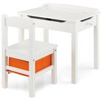 Costway 2PCS Kids Table & Chair Set Toddler Play Furniture Flip Top Toddler Study Desk in White
