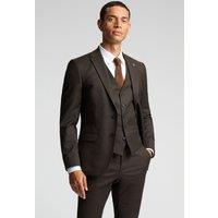 FARAH Men's Slim Fit Chocolate Flannel Jacket in Brown | Size: 46R