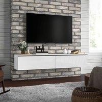 HOMCOM Floating TV Unit Stand Wall Mount Media Console with Storage Cupboards in White