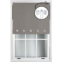 Dark Grey Blackout Roller Blind with Chrome Square Eyelets and Metal Fittings