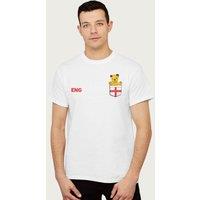Sooty Men's Football England Chest Pocket Print Euro T-Shirt in White | Size: Small