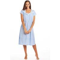 Camille Women's Cotton Short Sleeve Polka Dot Nightdress in Blue | Size: 22-24