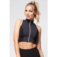 TLC Sport Women's Zip Front Cropped Tank in Black | Size: 20