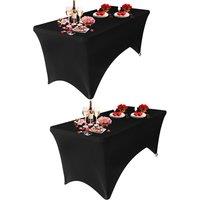 Neel Blue 6FT Rectangle Patio Tablecloth Elastic Spandex Table Cover, Pack of 2 in Black