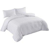Neel Blue 300TC Cotton Duvet Cover Set with 2 Pillowcases, White Satin Stripe, Double, 200cm x 200cm | Size: Double