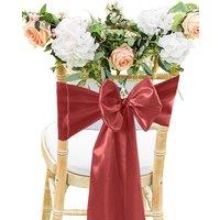 Neel Blue Set of 25 Satin Chair Sashes for Weddings Birthday Party Decoration, 7" x 108" in Burgundy